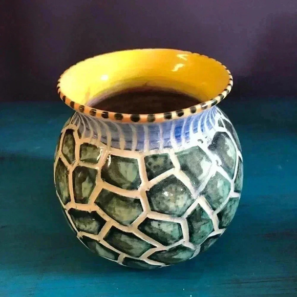 Vintage Other - Handmade Geometric Ceramic Vase